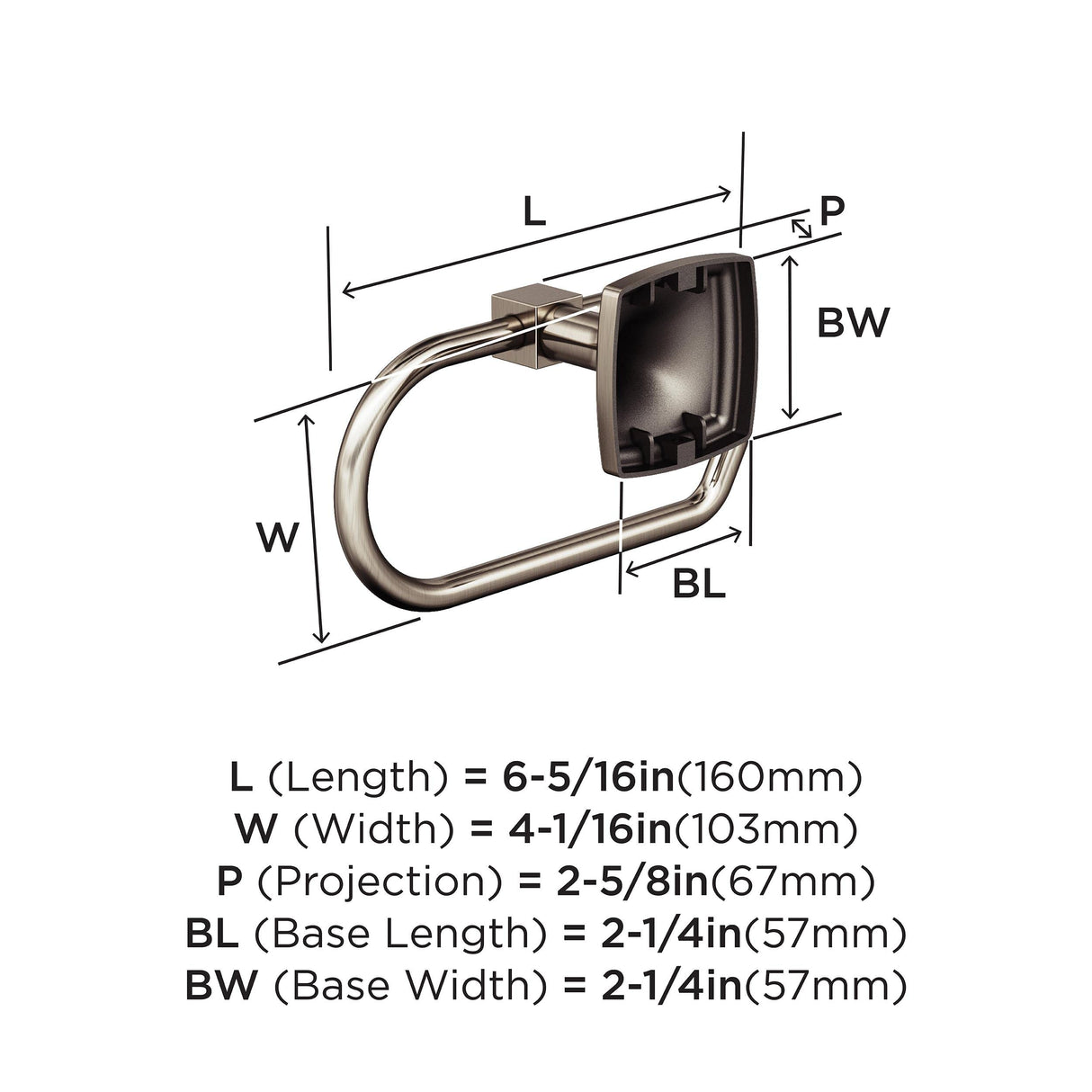 Amerock BH36091G10 Brushed Nickel Single Post Toilet Paper Holder 7-1/16 in. (179 mm) Length Toilet Tissue Holder Stature Bath Tissue Holder Bathroom Hardware Bath Accessories