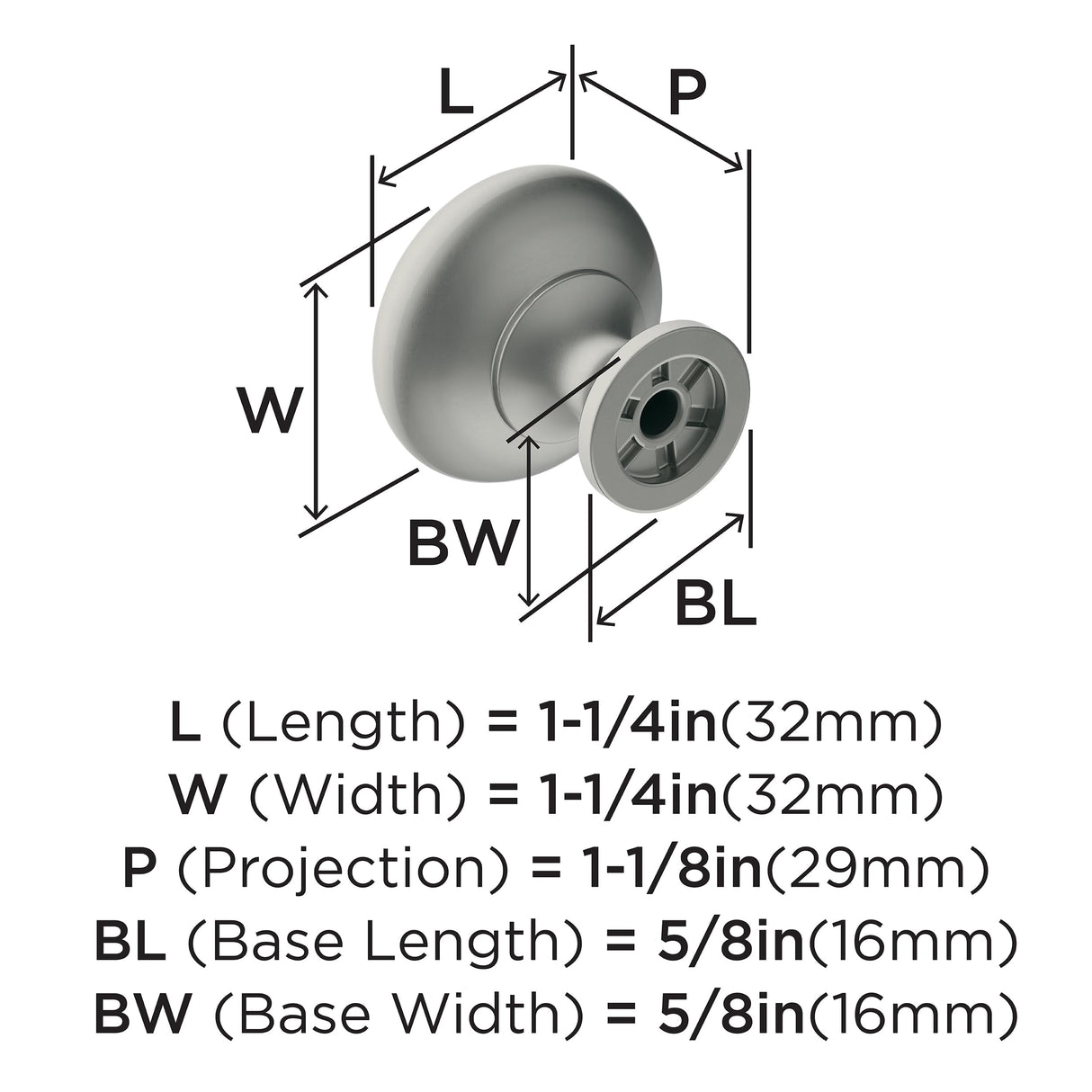 Amerock Cabinet Knob Satin Nickle 1-1/4 inch (32 mm) Diameter Era 1 Pack Drawer Knob Cabinet Hardware