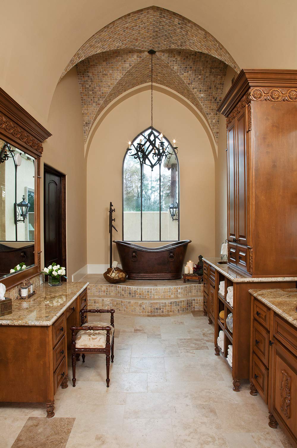 Premier Copper Products BTDR67DB 67-Inch Hammered Copper Double Slipper Bathtub with Rings, Oil Rubbed Bronze