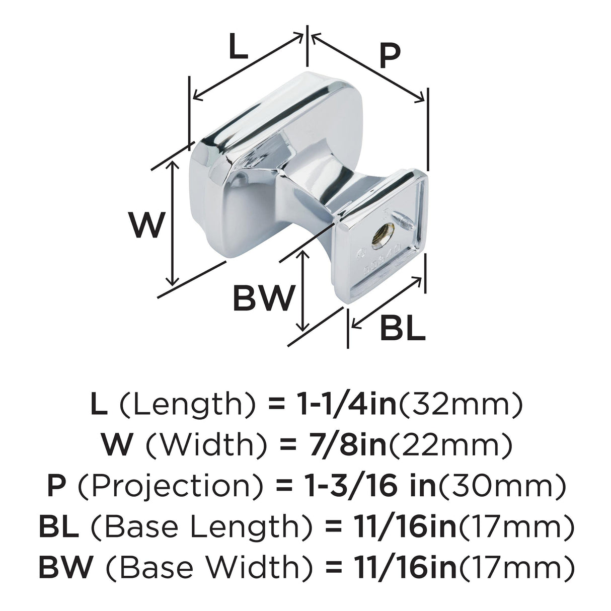 Amerock Cabinet Knob Polished Chrome 1-1/4 inch (32 mm) Length Revitalize 1 Pack Drawer Knob Cabinet Hardware