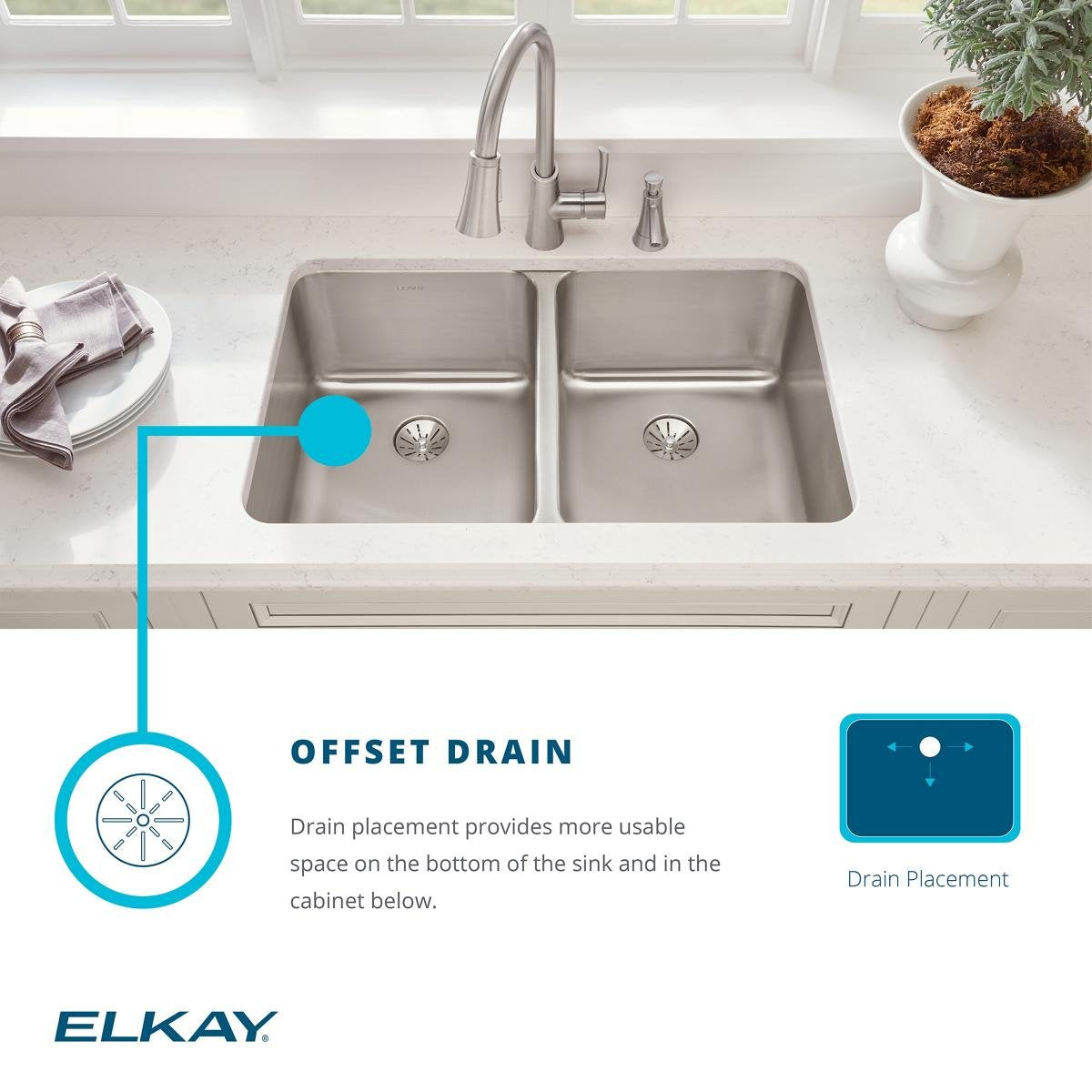 Elkay Lustertone ELUHF2520DBG Single Bowl Farmhouse Stainless Steel Sink Kit