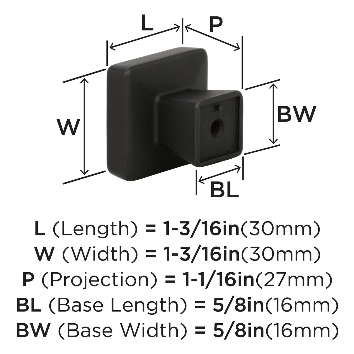 Amerock Cabinet Knob Black Bronze 1-3/16 inch (30 mm) Length Blackrock 1 Pack Drawer Knob Cabinet Hardware