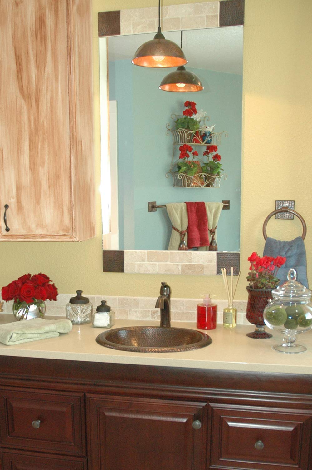 Premier Copper Products LO18RDB 18-Inch Wide Rim Oval Self Rimming Hammered Copper Sink, Oil Rubbed Bronze