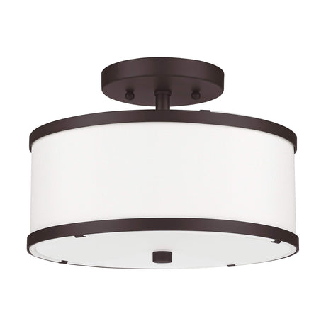 Livex Lighting 62626-07 Transitional Two Light Ceiling Mount from Park Ridge Collection in Bronze/Dark Finish