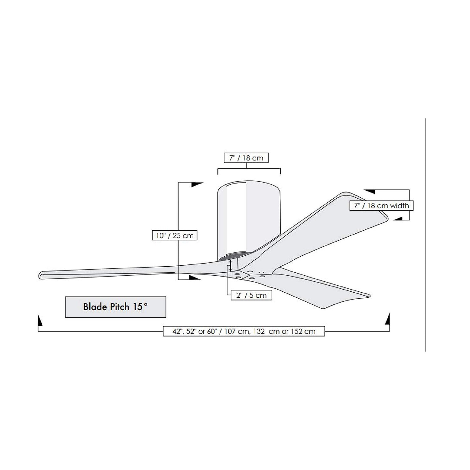 Matthews Fan IR3H-BB-BW-52 Irene-3H three-blade flush mount paddle fan in Brushed Bronze finish with 52” solid barn wood tone blades.
