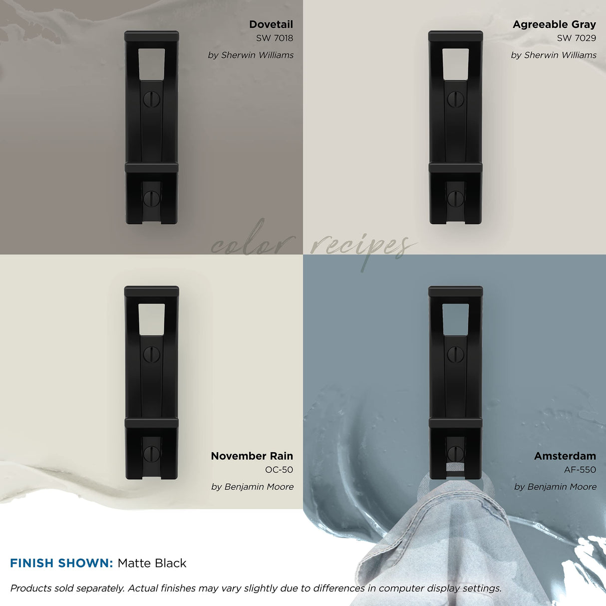 Amerock H37010MB Avid Double Prong Decorative Wall Hook Matte Black Hook for Coats, Hats, Backpacks, Bags Hooks for Bathroom, Bedroom, Closet, Entryway, Laundry Room, Office