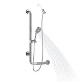 PULSE ShowerSpas 4001L-SSP ErgoSlideBar with Hand Shower, ADA Compliant, Left-Hand Grip, Polished Stainless Steel