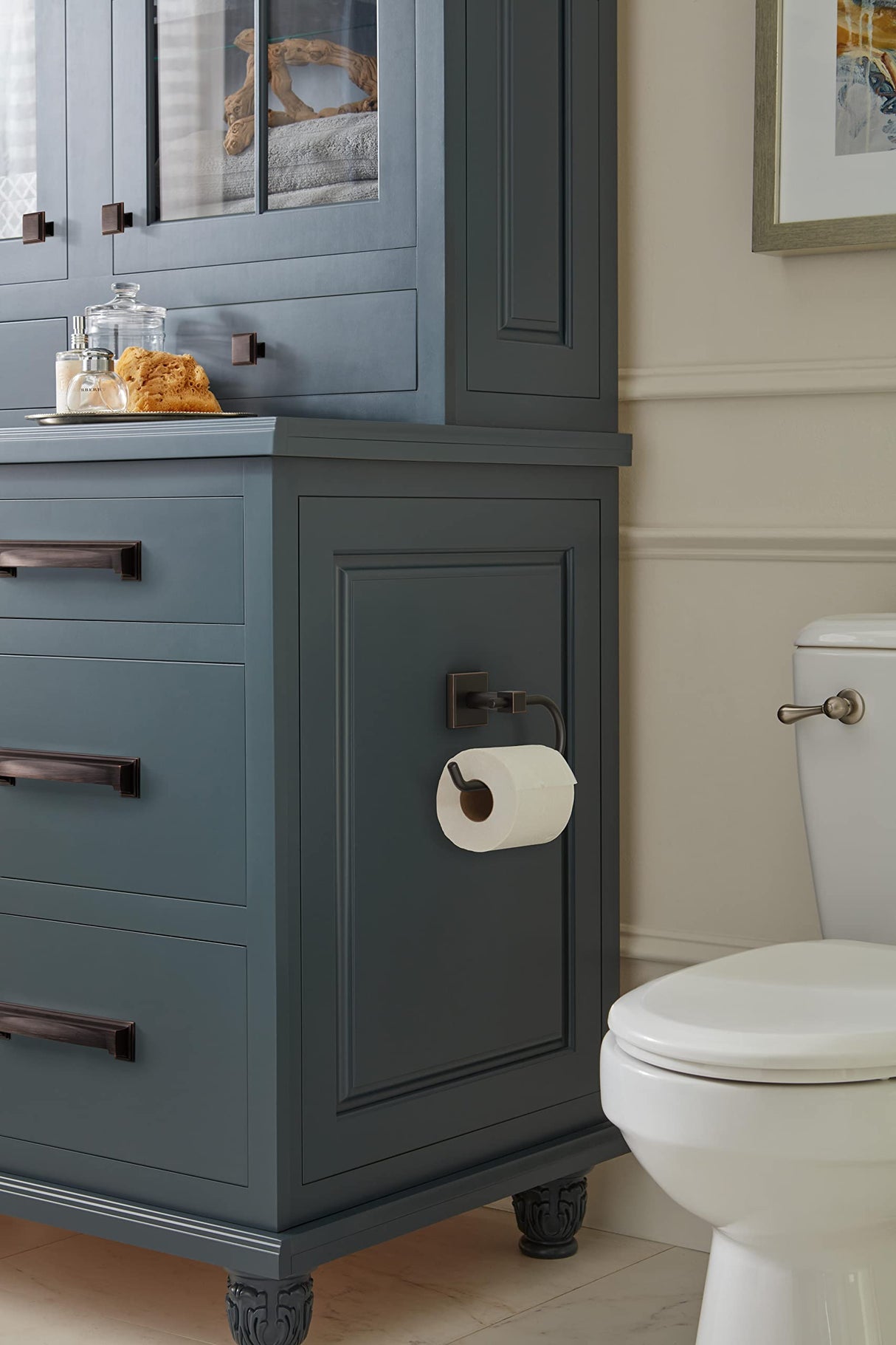 Amerock BH36071ORB Oil Rubbed Bronze Single Post Toilet Paper Holder 7-1/16 in. (179 mm) Length Toilet Tissue Holder Appoint Bath Tissue Holder Bathroom Hardware Bath Accessories
