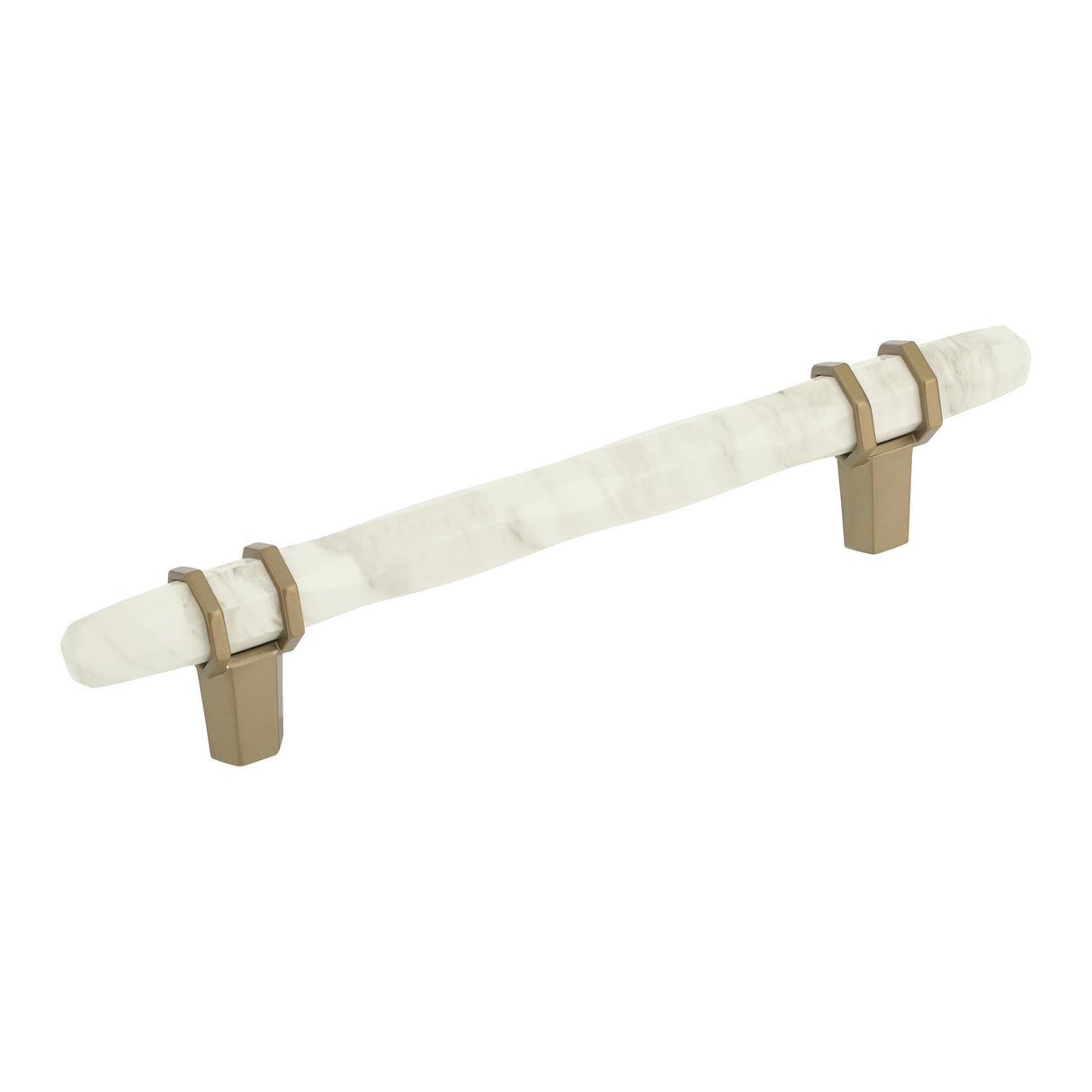 Amerock Cabinet Pull Marble White/Golden Champagne 5-1/16 inch (128 mm) Center to Center Carrione 1 Pack Drawer Pull Drawer Handle Cabinet Hardware
