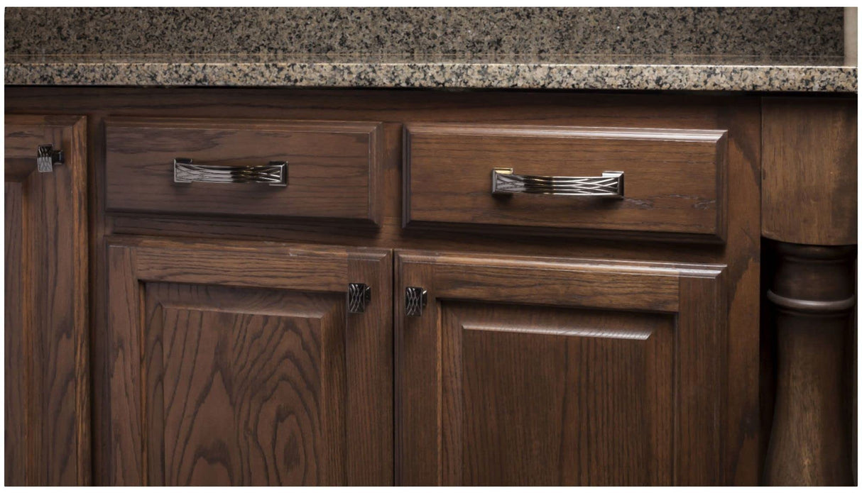 Jeffrey Alexander 536-128BNBDL 128 mm Center-to-Center Brushed Pewter Square Geometric Pattern Aberdeen Cabinet Cup Pull