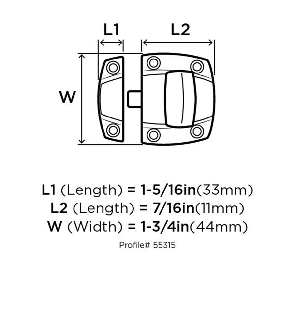 Amerock Cabinet Latch Polished Nickel 1-7/8 inch (48 mm) Length Highland Ridge 1 Pack Cabinet Hardware