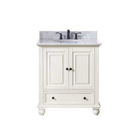 Avanity Thompson 31 in. Vanity in French White finish with Carrara White Marble Top