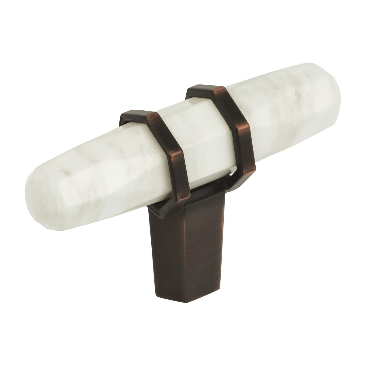 Amerock Cabinet Knob Marble White/Oil-Rubbed Bronze 2-1/2 inch (64 mm) Length Carrione 1 Pack Drawer Knob Cabinet Hardware