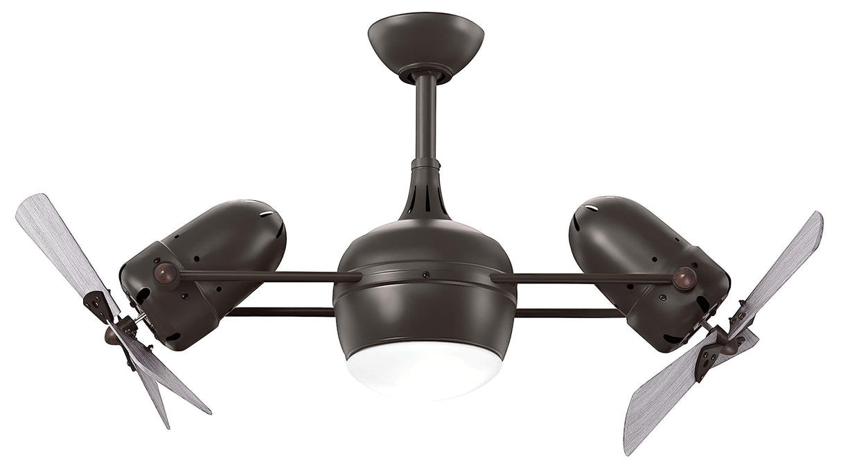 Matthews Fan DGLK-BK-WDBW Dagny 360° double-headed rotational ceiling fan with light kit in Matte Black finish with solid barn wood blades.