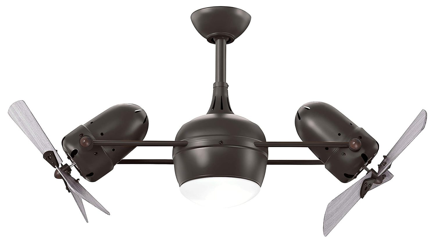 Matthews Fan DGLK-BK-WDBW Dagny 360° double-headed rotational ceiling fan with light kit in Matte Black finish with solid barn wood blades.