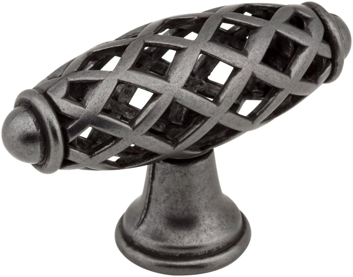 Jeffrey Alexander 749DACM 2-5/16" Overall Length Gun Metal Birdcage Tuscany Cabinet "T" Knob
