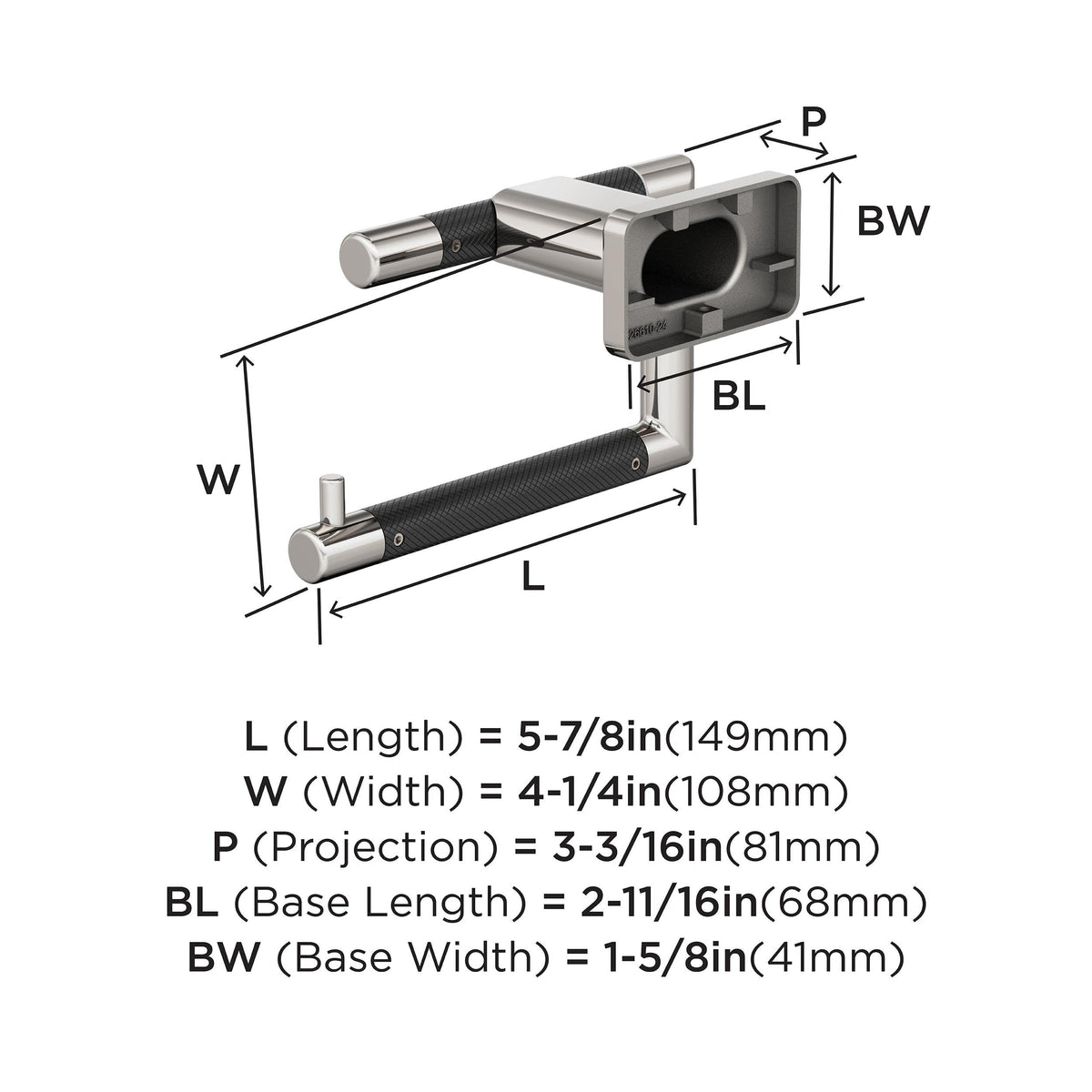 Amerock BH26617PNBBR Polished Nickel/Black Bronze Single Post Toilet Paper Holder 5-7/8 in. (149 mm) Toilet Tissue Holder Esquire Bath Tissue Holder Bathroom Hardware Bath Accessories