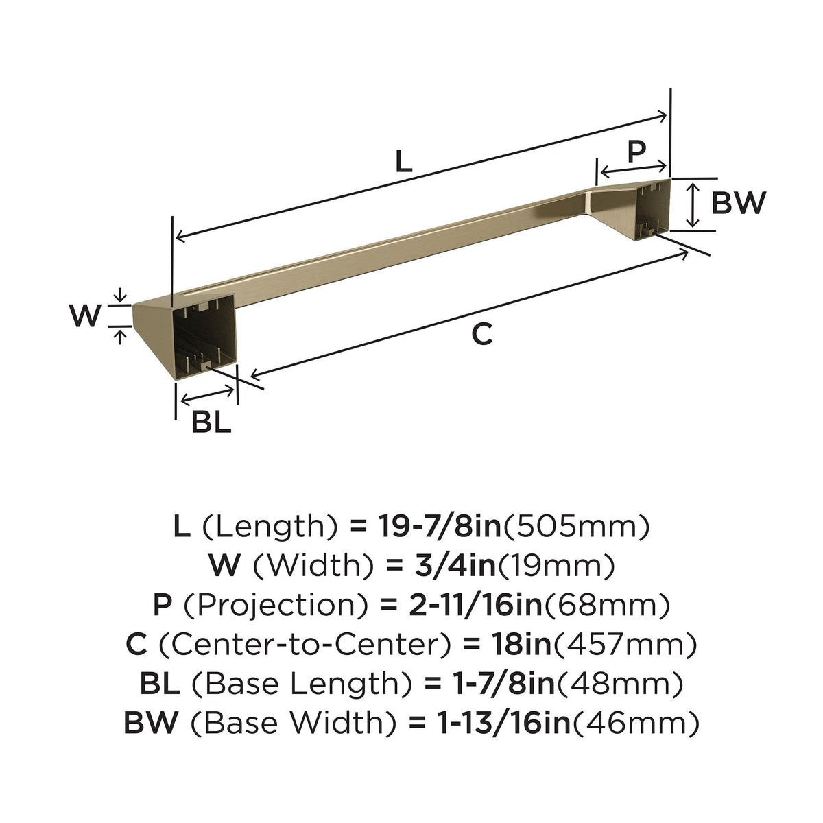Amerock BH36003BBZ Golden Champagne Towel Bar 18 in (457 mm) Towel Rack Blackrock Bathroom Towel Holder Bathroom Hardware Bath Accessories