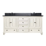 Avanity Thompson 73 in. Double Vanity in French White finish with Black Granite Top