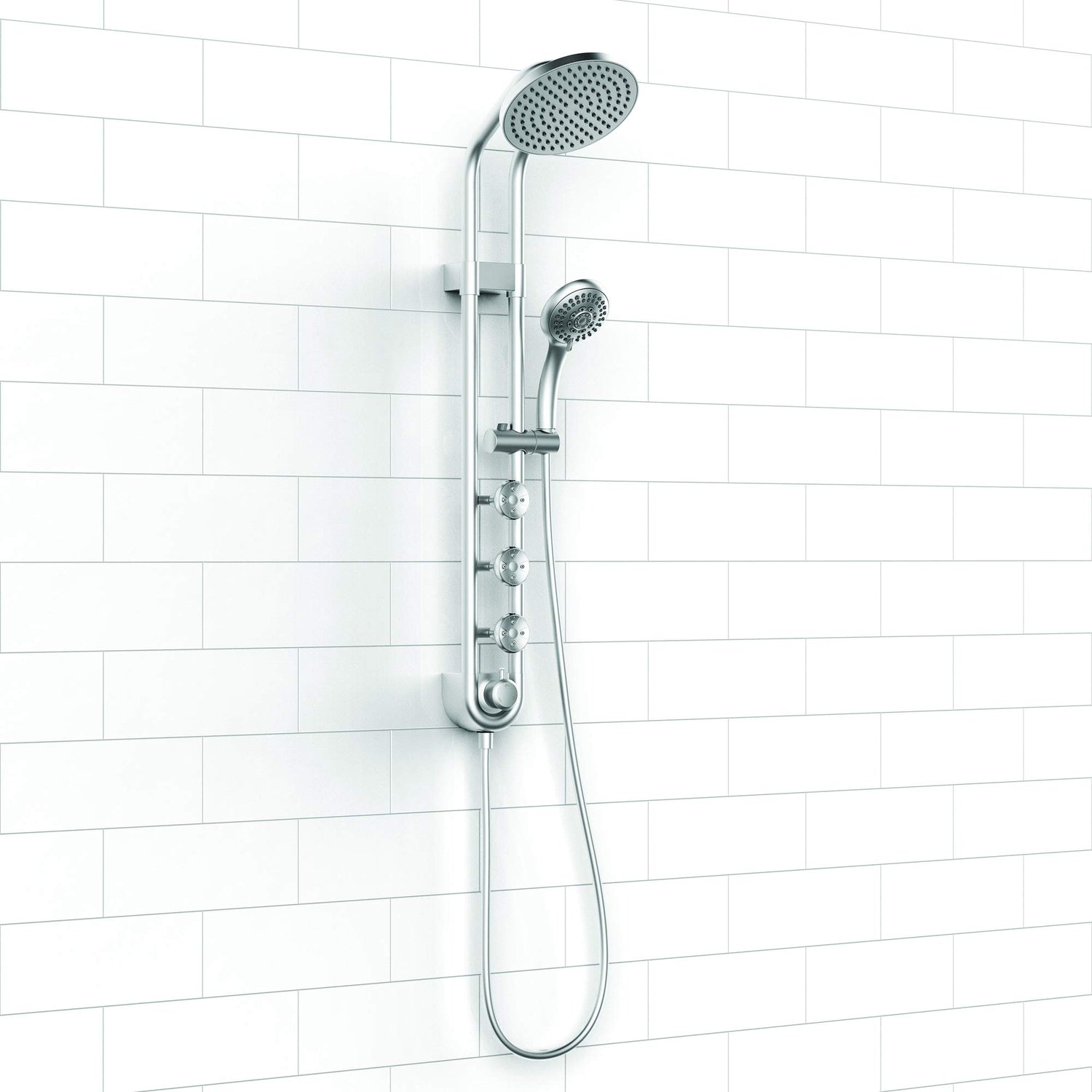 PULSE ShowerSpas 1058-CH Saturn Shower System with 8" Rain Showerhead, 3 Body Sprays, 5 Function Hand Shower, Polished Chrome