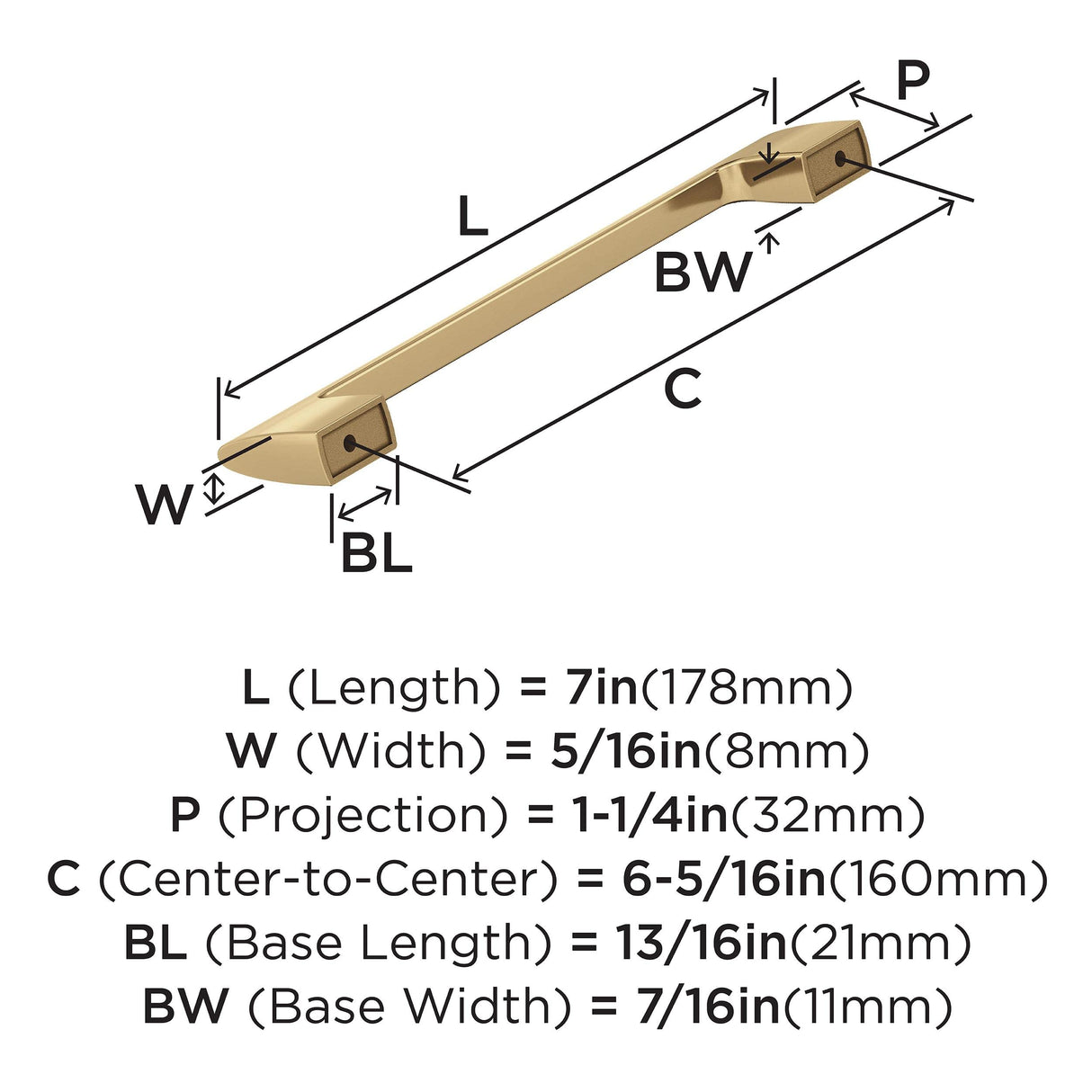 Amerock Cabinet Pull Champagne Bronze 6-5/16 in (160 mm) Center-to-Center Drawer Pull Riva Kitchen and Bath Hardware Furniture Hardware
