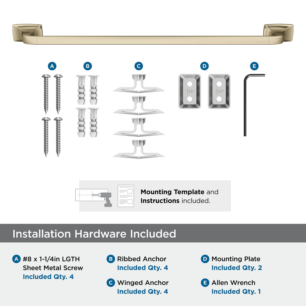 Amerock BH36014BBZ Golden Champagne Towel Bar 24 in (610 mm) Towel Rack Highland Ridge Bathroom Towel Holder Bathroom Hardware Bath Accessories