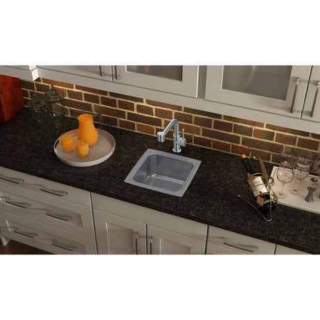 Elkay Lustertone LFR1515 Single Bowl Top Mount Stainless Steel Bar Sink