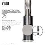 VIGO VG02001STMBK2 19" H Edison Single-Handle with Pull-Down Sprayer Kitchen Faucet with Soap Dispenser in Stainless Steel/Matte Black