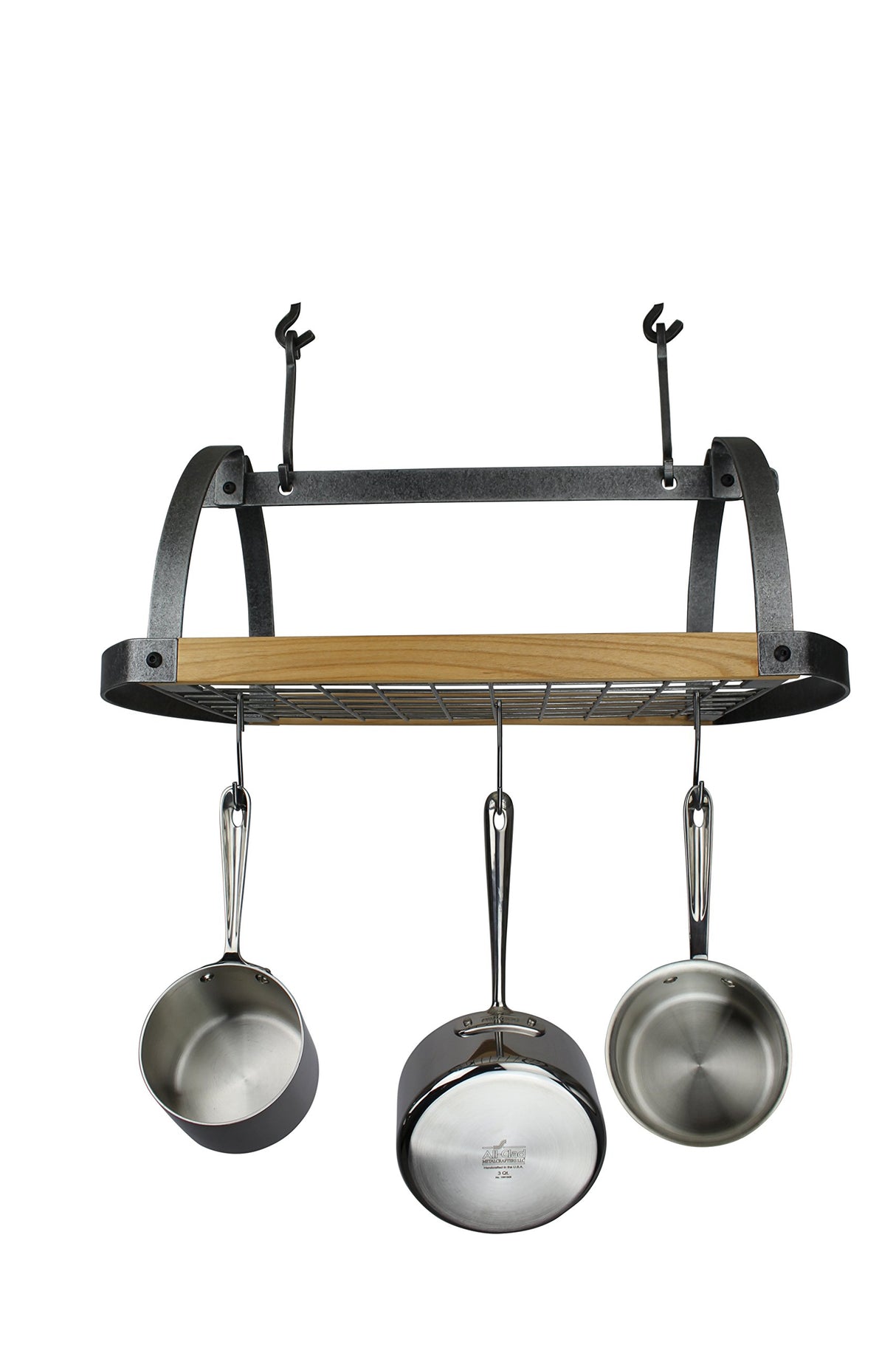 Enclume DR32 HS AL Oval Ceiling Pot Rack w/ 12 Hooks HS & Alder Wood