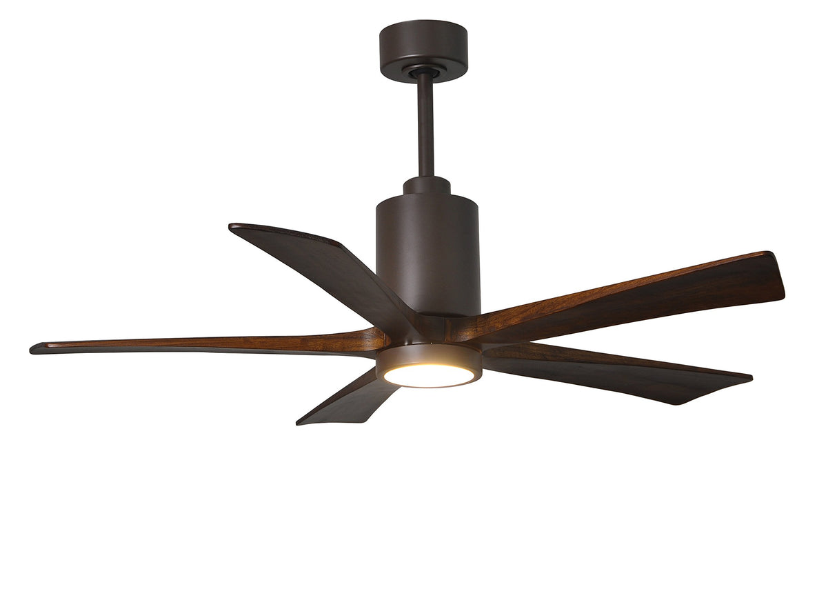 Matthews Fan PA5-TB-WA-52 Patricia-5 five-blade ceiling fan in Textured Bronze finish with 52” solid walnut tone blades and dimmable LED light kit 