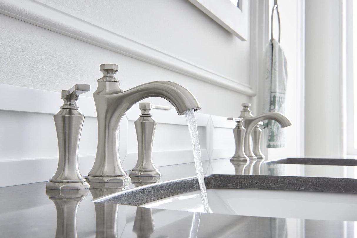 Gerber D304128BN Brushed Nickel Draper Two Handle Widespread Lavatory Faucet