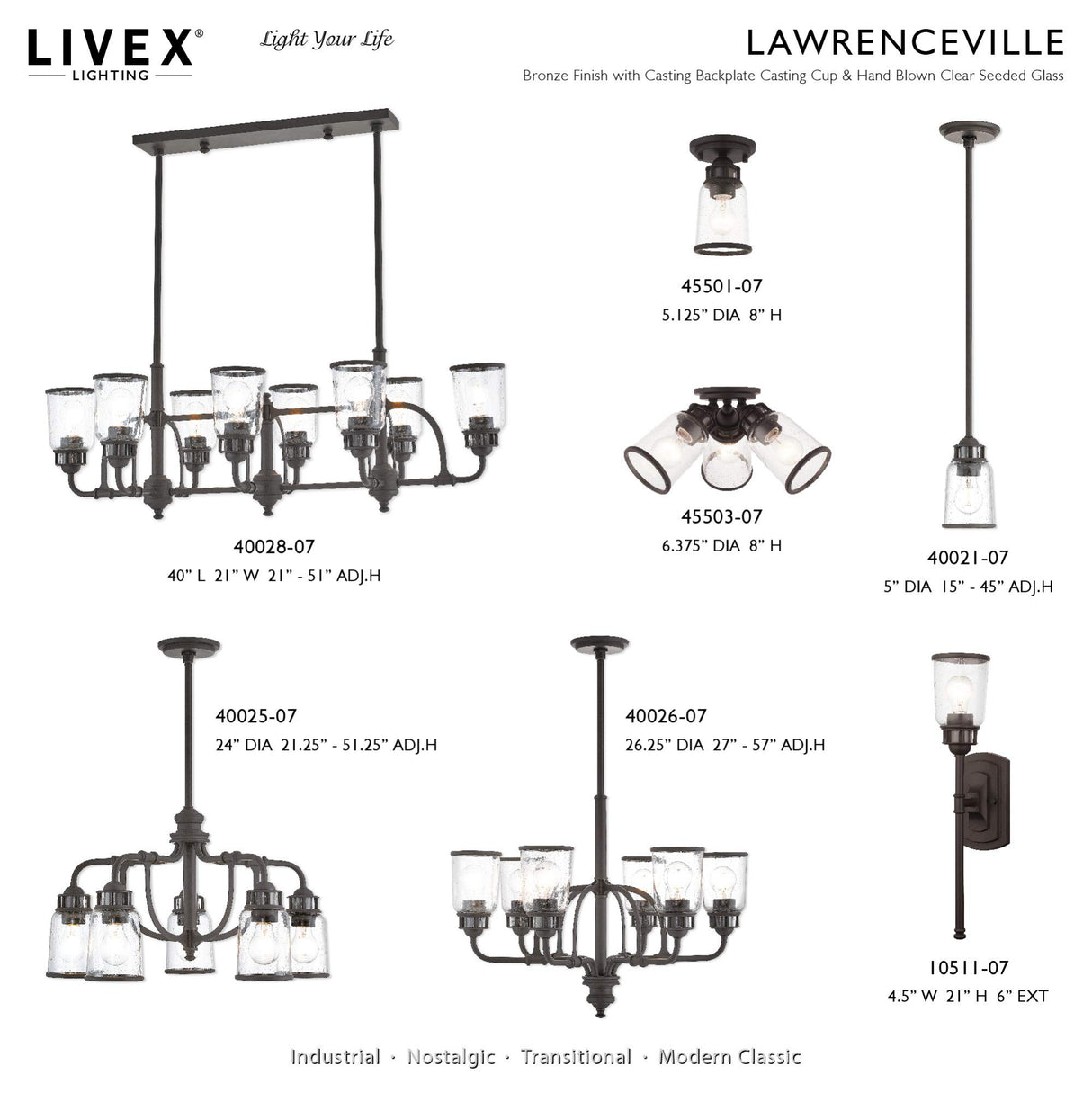 Livex Lighting Lawrenceville 1 Light Wall Sconce Bronze Finish