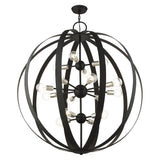 Livex Lighting 46418-04 Modesto Collection 16-Light Foyer Chandelier with Exposed Bulbs, Black
