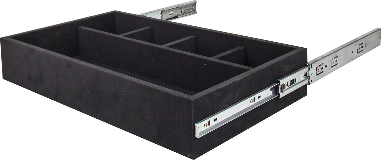 Hardware Resources JD1-24-BL Black Felt 5-Compartment Jewelry Organizer Drawer