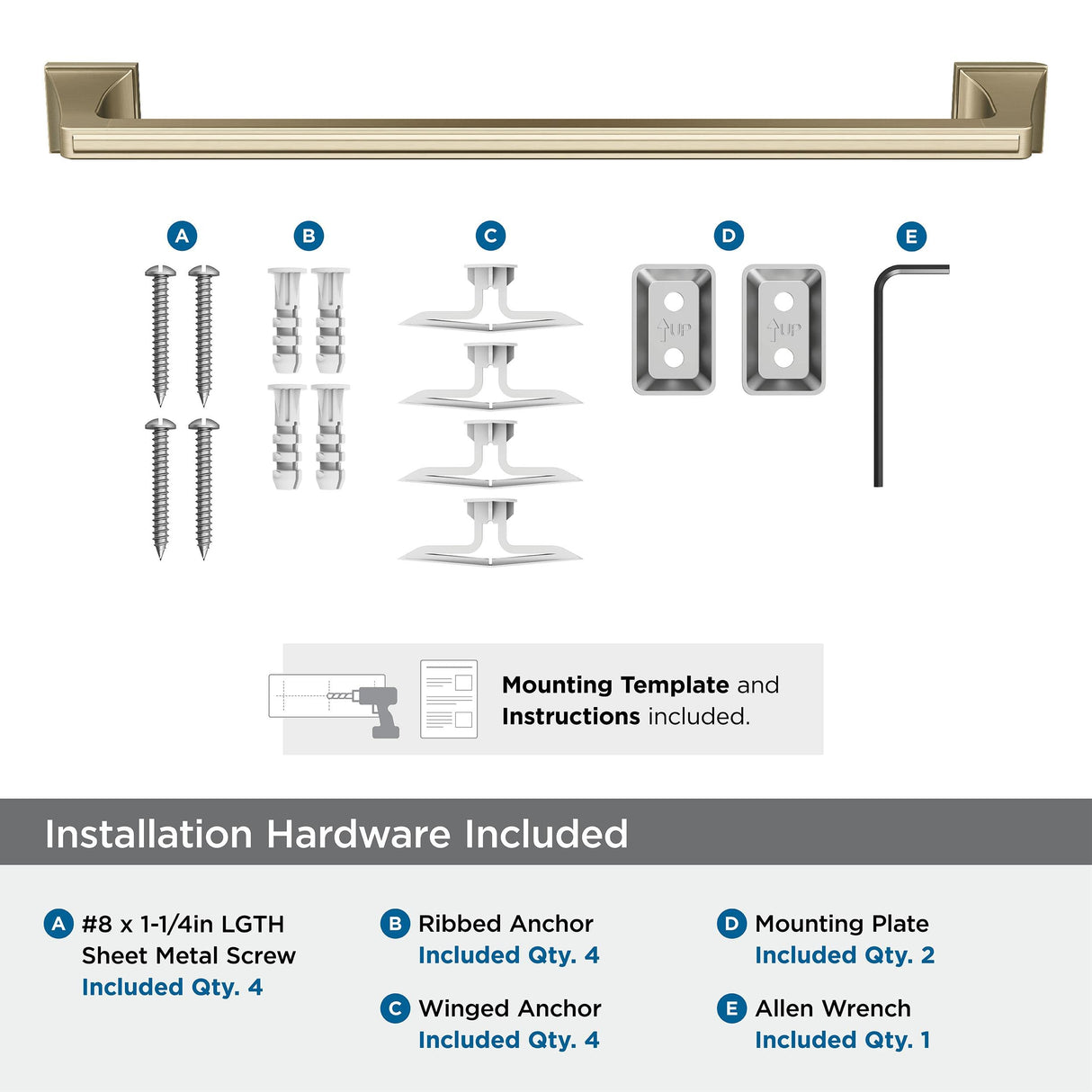 Amerock BH36023BBZ Golden Champagne Towel Bar 18 in (457 mm) Towel Rack Mulholland Bathroom Towel Holder Bathroom Hardware Bath Accessories