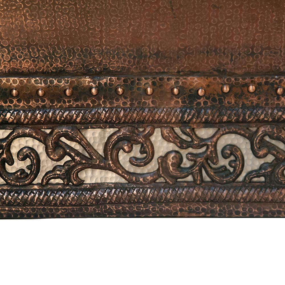 Premier Copper Products BTN67DB 67-Inch Hammered Copper Double Slipper Bathtub with Scroll Base and Nickel Inlay, Oil Rubbed Bronze