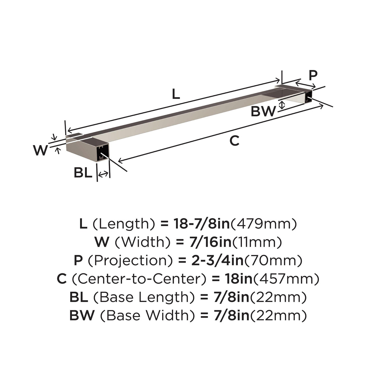 Amerock BH3608326 Chrome Towel Bar 18 in (457 mm) Towel Rack Monument Bathroom Towel Holder Bathroom Hardware Bath Accessories