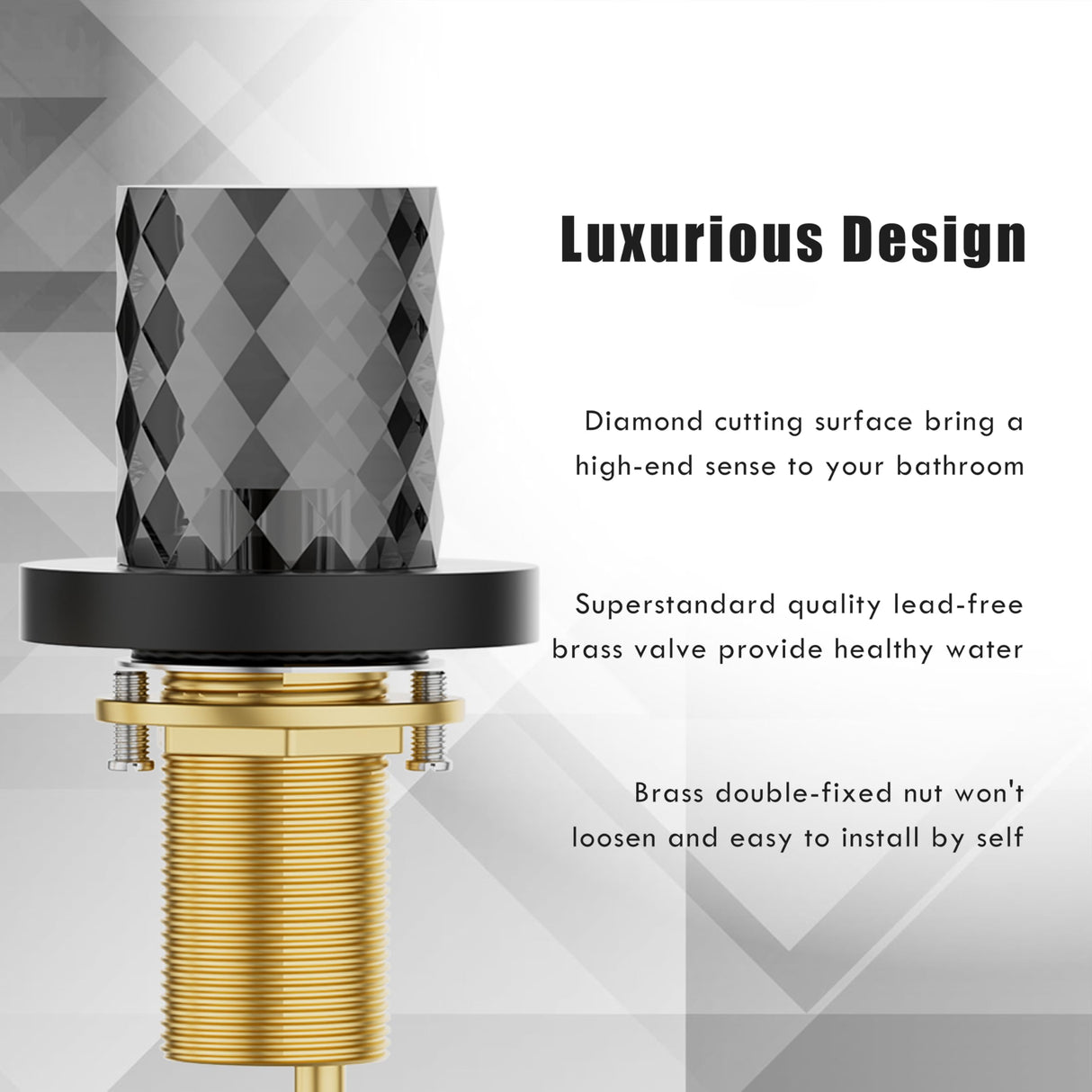 Bathroom Sink Faucet 3 Hole, 8 Inch Widespread Bathroom Faucets, Sink Faucet Black with Pop-up Drain & Hose