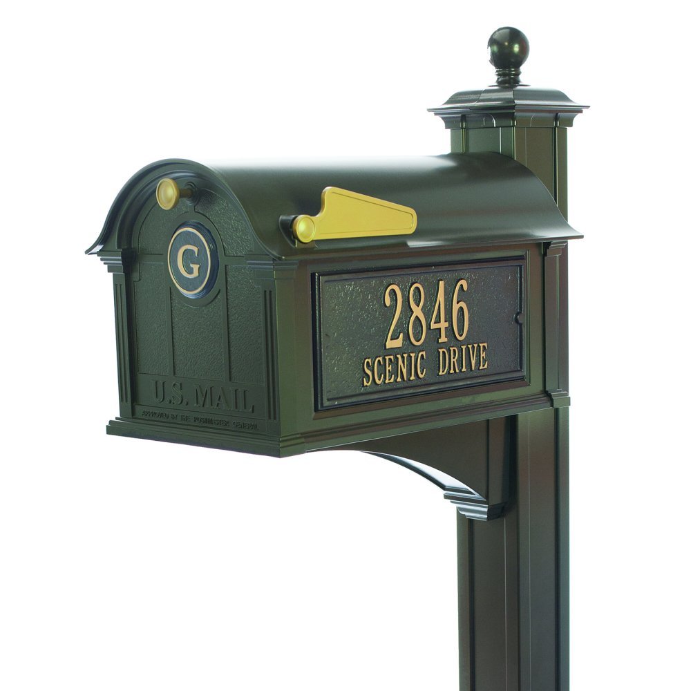 Whitehall 16237 - Balmoral Mailbox Side Plaques, Monogram & Post Package - Bronze