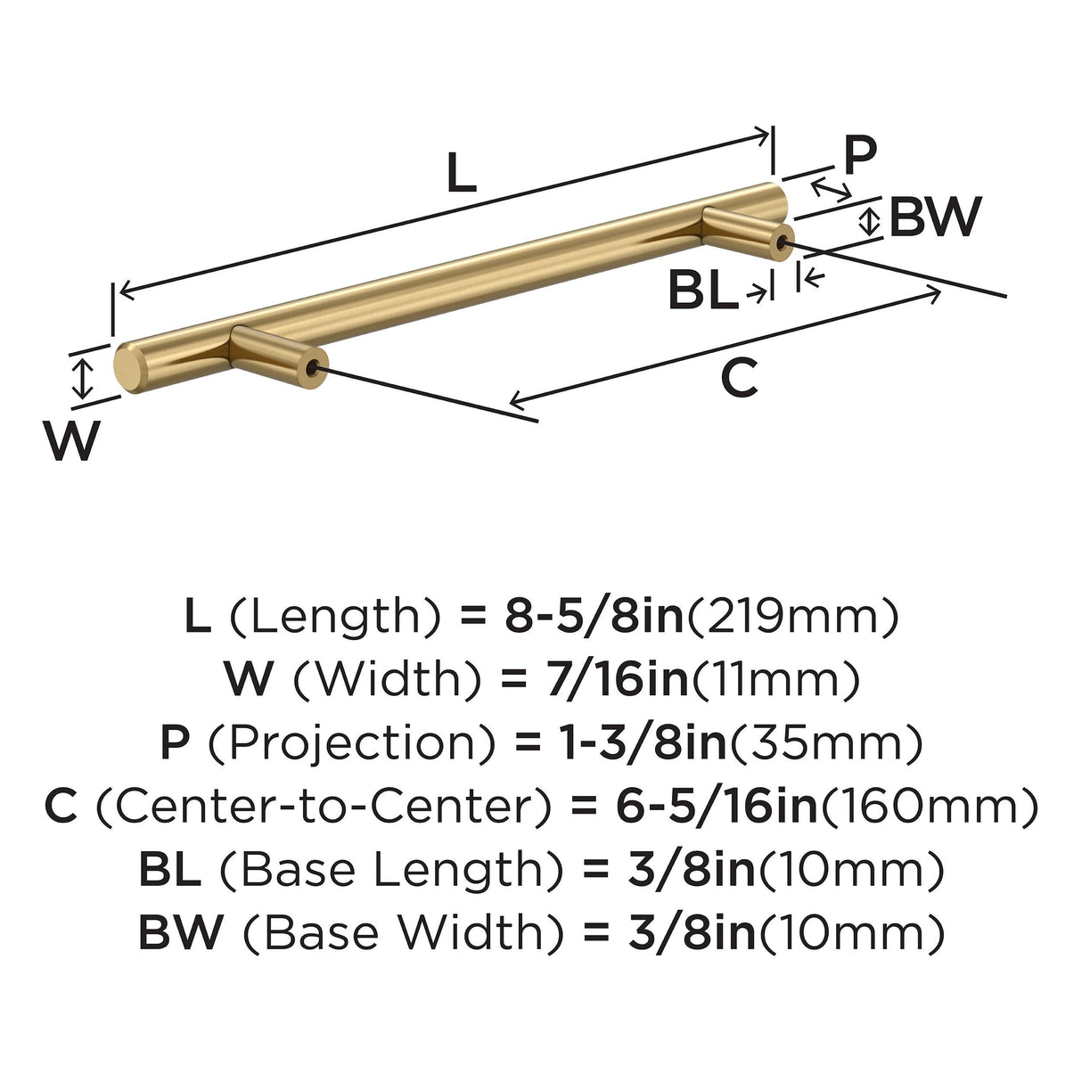 Amerock BP40520CZ Champagne Bronze Cabinet Pull 6-5/16 inch (160mm) Center-to-Center Cabinet Hardware Bar Pulls Furniture Hardware Drawer Pull