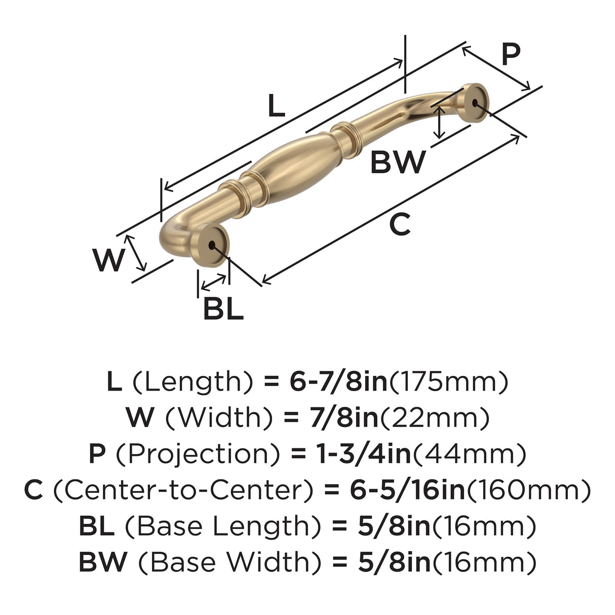 Amerock BP55245CZ Champagne Bronze Cabinet Pull 6-5/16 inch (160mm) Center-to-Center Cabinet Hardware Granby Furniture Hardware Drawer Pull