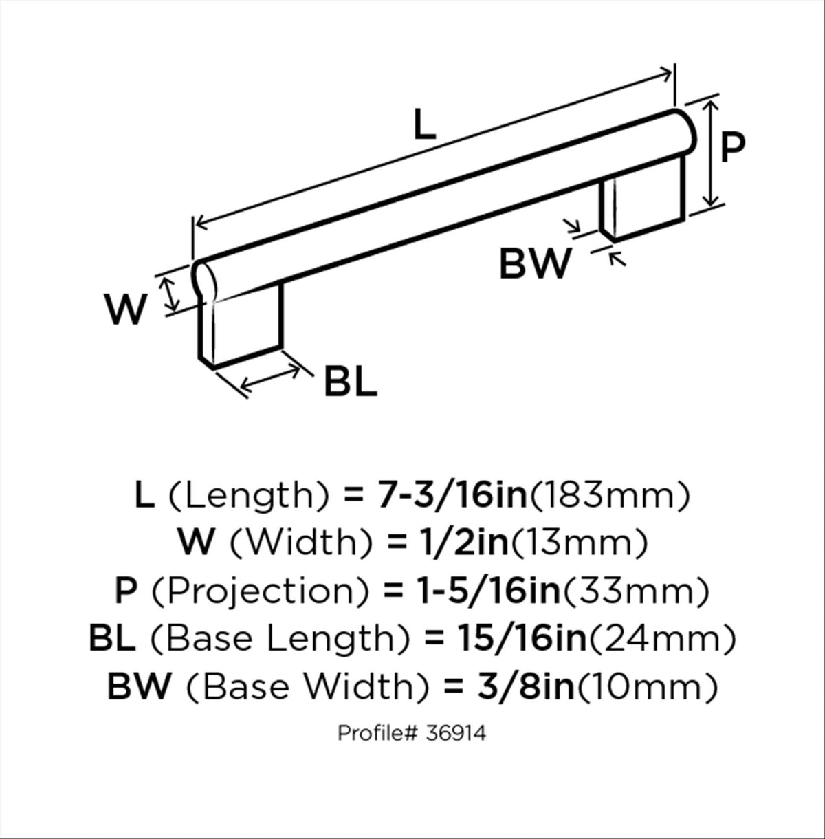 Amerock Cabinet Pull Satin Nickel 6-5/16 inch (160 mm) Center-to-Center Versa 1 Pack Drawer Pull Cabinet Handle Cabinet Hardware