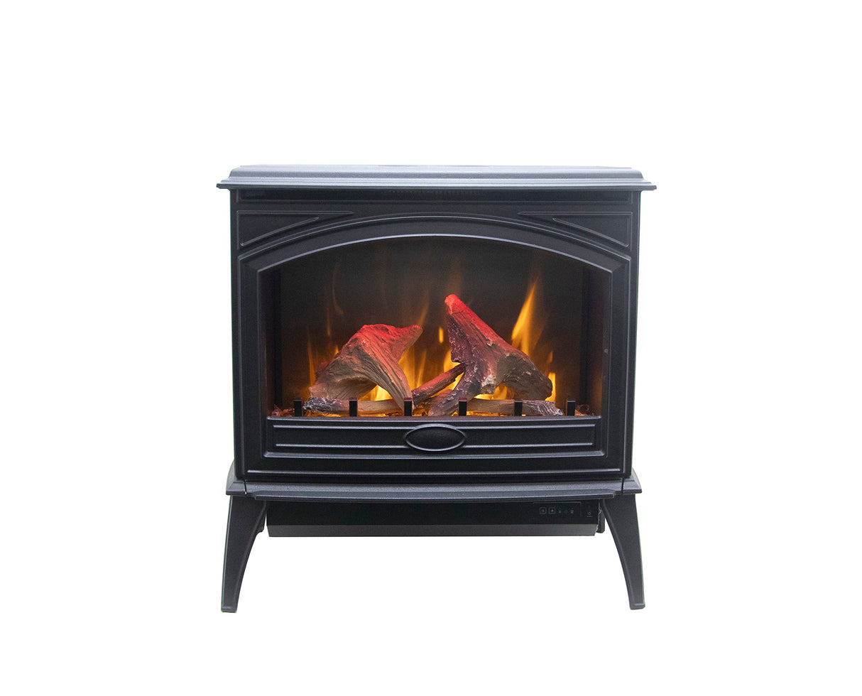 Amantii E50-NA Lynwood Series - 50 cm Freestand Electric Stove Featuring a Cast Iron Frame and a 10 Piece Birch Log Set