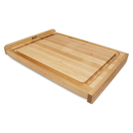 John Boos KNEB23 Maple Wood Cutting Board for Kitchen Prep, 23.75" x 17.25", 1.25 Inch Thick, Edge Grain Reversible Charcuterie Block with Juice Groove 23.75X17.25 MPL-EDGE GR-KNEAD BRD-