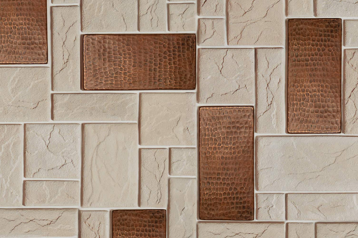Premier Copper Products T36DBH 3-Inch x 6-Inch Hammered Copper Tile