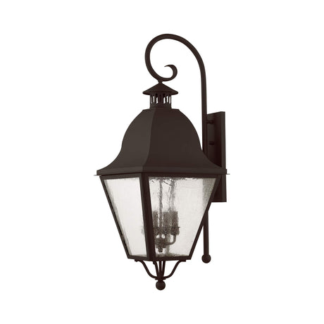 Livex Lighting 2558-07 Outdoor Wall Lantern with Seeded Glass Shades, Bronze