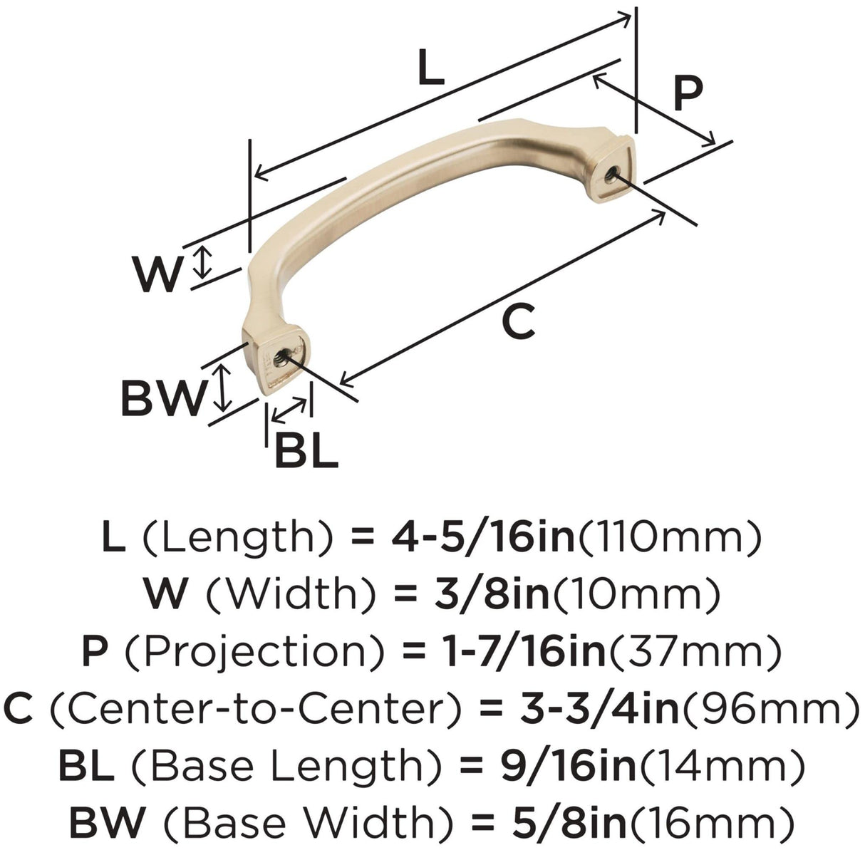 Amerock Cabinet Pull Champagne Bronze 3-3/4 inch (96 mm) Center to Center Revitalize 1 Pack Drawer Pull Drawer Handle Cabinet Hardware