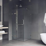 VIGO 30 in. x 30 in. x 73 in. Monteray Frameless Hinged Square Shower Enclosure with Clear 0.38" Tempered Glass and Hardware in Brushed Nickel Finish with Reversible Handle - VG6011BNCL32