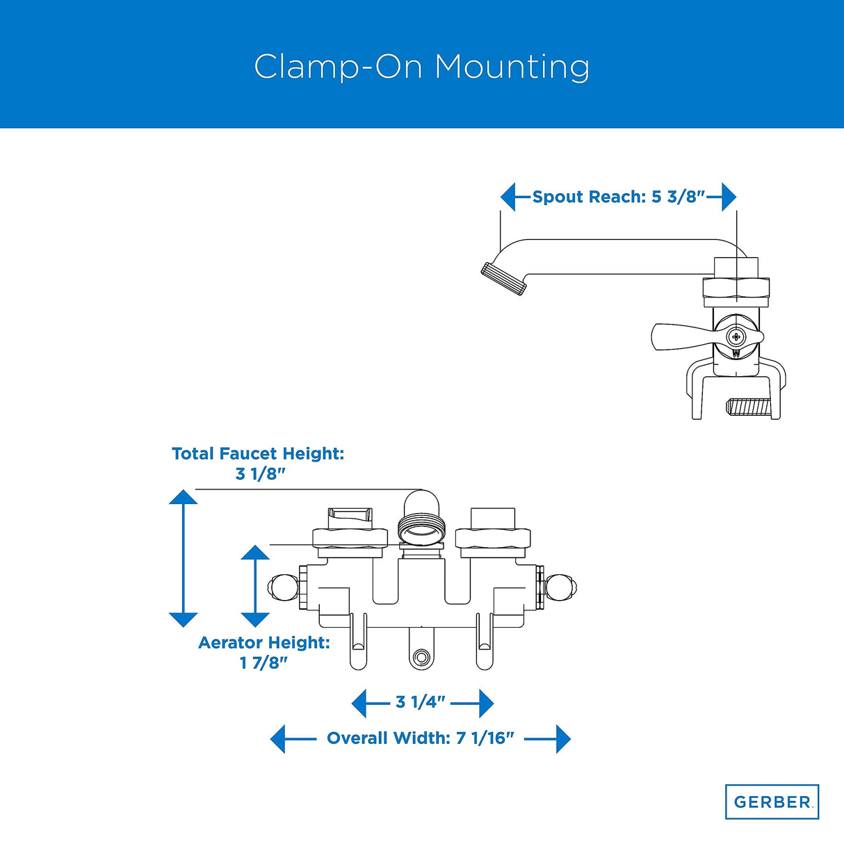 Gerber G0049530 Rough Brass Classics Two Handle Clamp On Laundry Faucet W/ I...