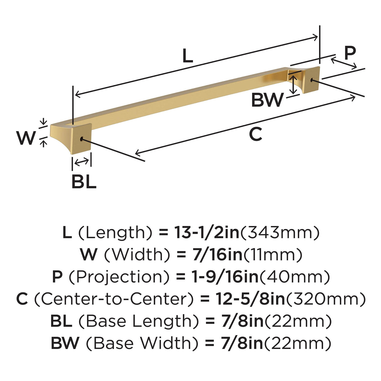 Amerock BP53537CZ Champagne Bronze Cabinet Pull 12-5/8 in (320 mm) Center-to-Center Cabinet Handle Mulholland Drawer Pull Kitchen Cabinet Handle Furniture Hardware